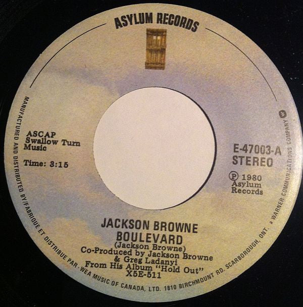 Jackson Browne : Boulevard (7", Single)