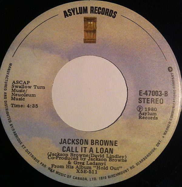 Jackson Browne : Boulevard (7", Single)