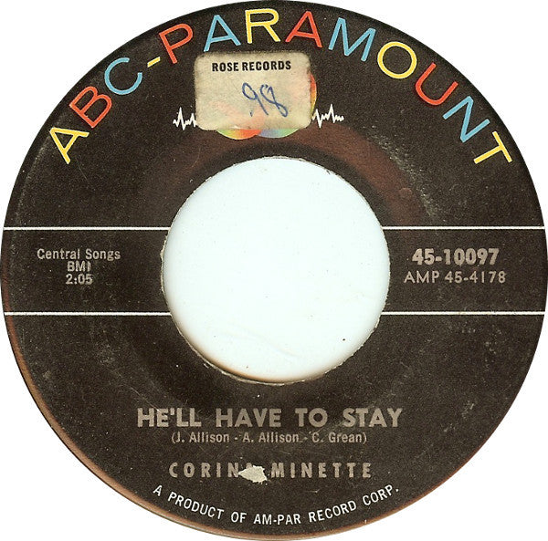 Corina Minette / Tommy Thomas And His Orchestra : He'll Have To Stay / Young At Cha Cha Cha (Young At Heart) (7")