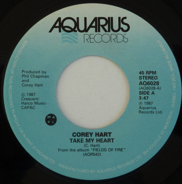 Corey Hart : Take My Heart (7", Single)