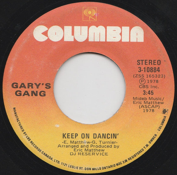 Gary's Gang : Keep On Dancin' / Do It At The Disco (7", Single)