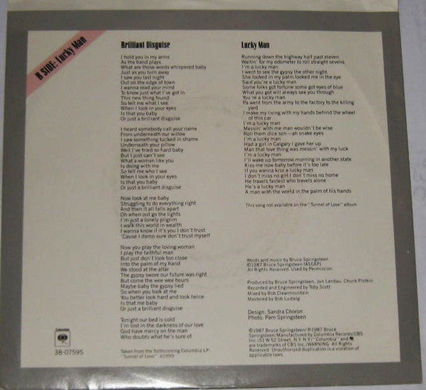 Bruce Springsteen : Brilliant Disguise (7", Single)