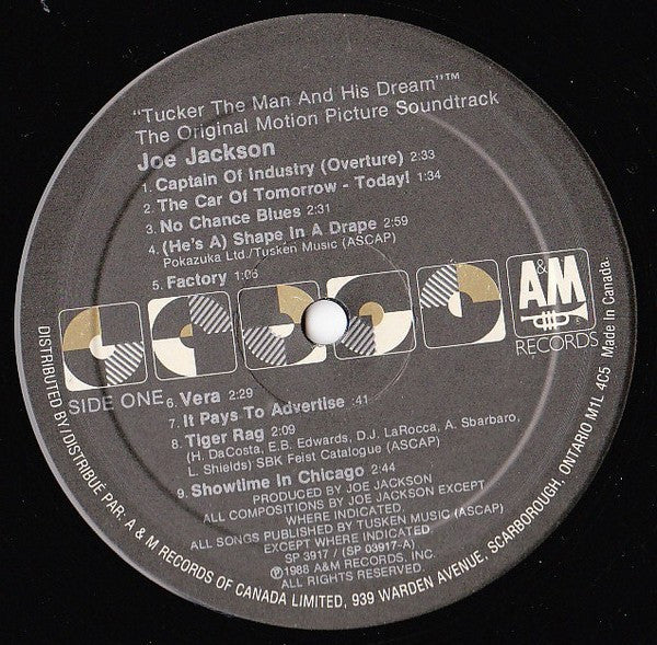 Joe Jackson : Tucker: The Man And His Dream (Original Motion Picture Soundtrack) (LP, Album)