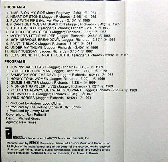 The Rolling Stones : Hot Rocks 1964-1971 (Cass, Comp, RE, RM, CrO)