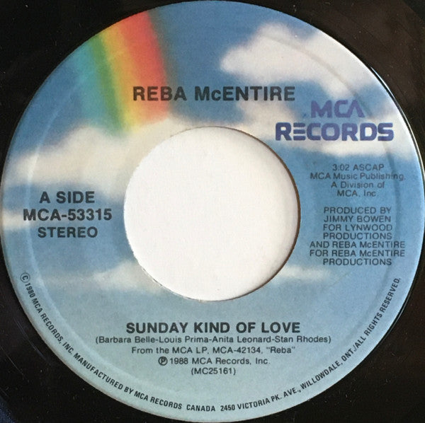Reba McEntire : Sunday Kind Of Love (7")