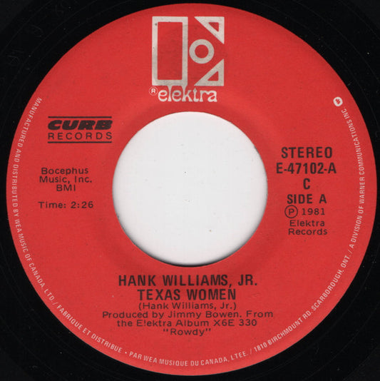 Hank Williams Jr. : Texas Women (7")