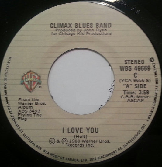 Climax Blues Band : I Love You (7")