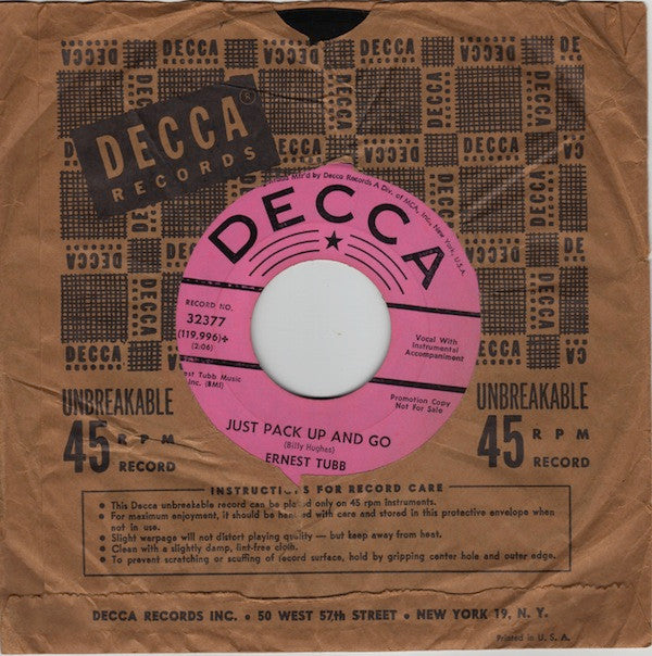 Ernest Tubb : It Sure Helps A Lot / Just Pack Up And Go (7", Single, Promo)