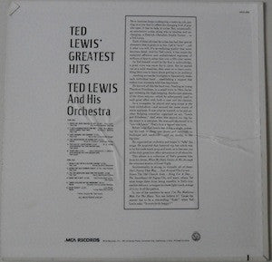 Ted Lewis And His Orchestra : Ted Lewis' Greatest Hits (LP, Comp, RE)