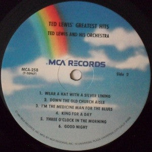 Ted Lewis And His Orchestra : Ted Lewis' Greatest Hits (LP, Comp, RE)