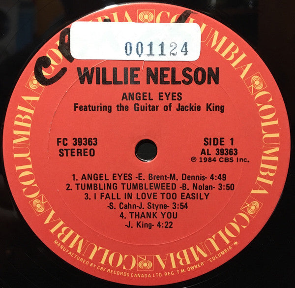 Willie Nelson Featuring The Guitar Of Jackie King : Angel Eyes (LP, Album)