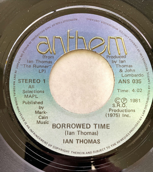 Ian Thomas (2) : Borrowed Time (7", Single)