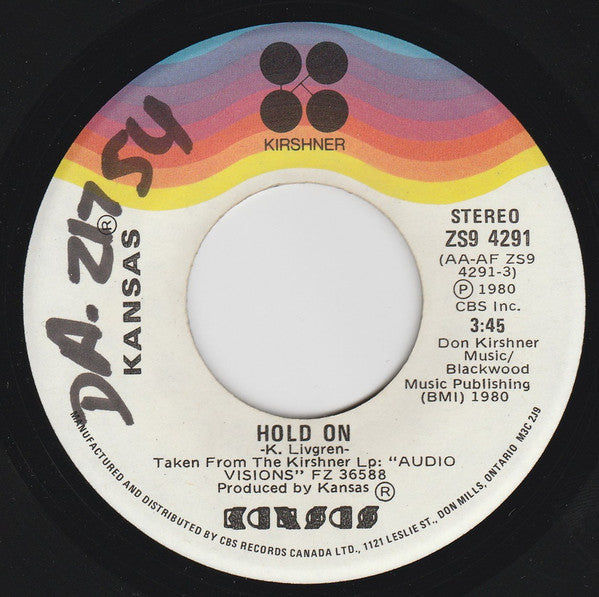 Kansas (2) : Hold On / Don't Open Your Eyes (7", Single)