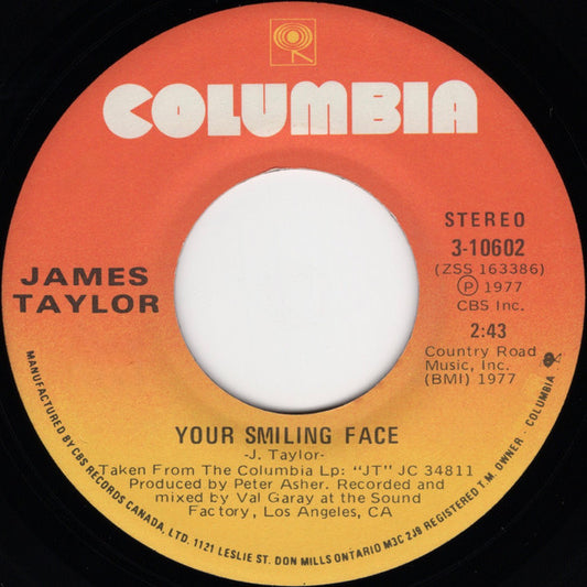 James Taylor (2) : Your Smiling Face / If I Keep My Heart Out Of Sight (7", Single)