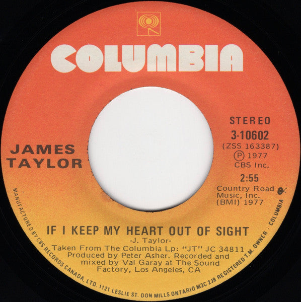 James Taylor (2) : Your Smiling Face / If I Keep My Heart Out Of Sight (7", Single)