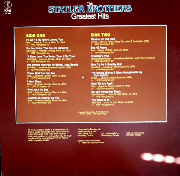 The Statler Brothers : Greatest Hits (LP, Comp)
