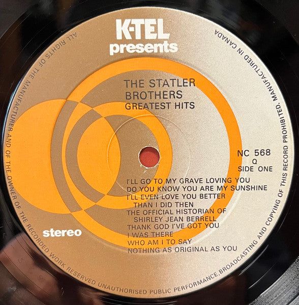 The Statler Brothers : Greatest Hits (LP, Comp)