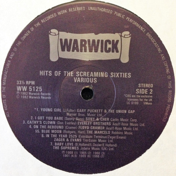 Various : Hits Of The Screaming Sixties - 14 Original No. One U.S. Hits (LP, Comp, Mono)