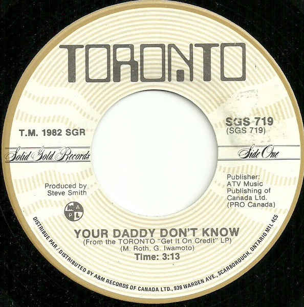 Toronto (4) : Your Daddy Don't Know / Run For Your Life (7", Single)