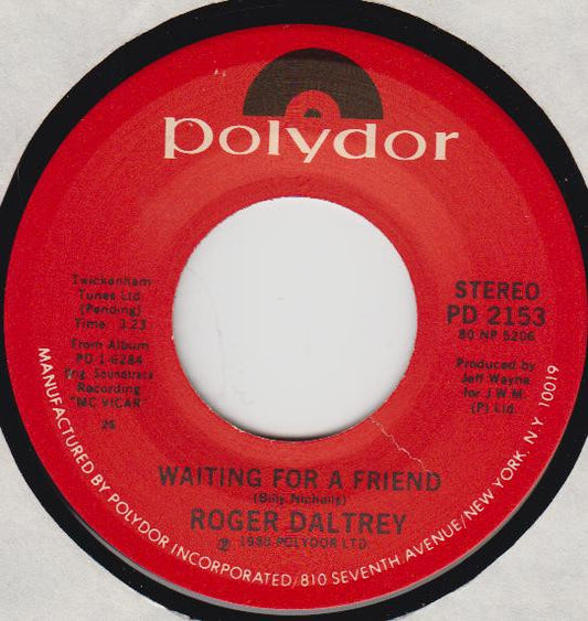 Roger Daltrey : Waiting For A Friend (7", Single)