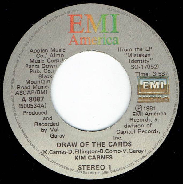 Kim Carnes : Draw Of The Cards (7", Single)