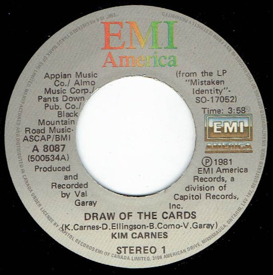 Kim Carnes : Draw Of The Cards (7", Single)