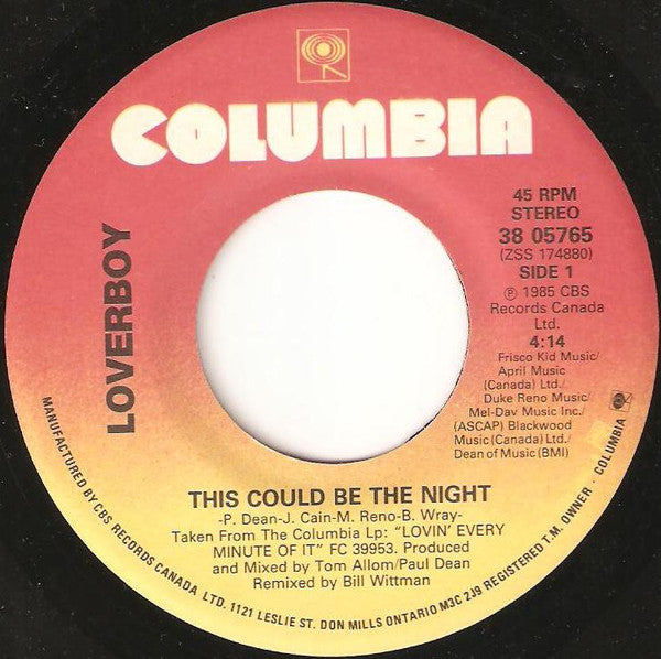 Loverboy : This Could Be The Night (7", Single)