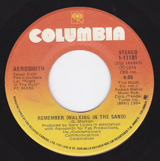 Aerosmith : Remember (Walking In The Sand)  (7", Single)