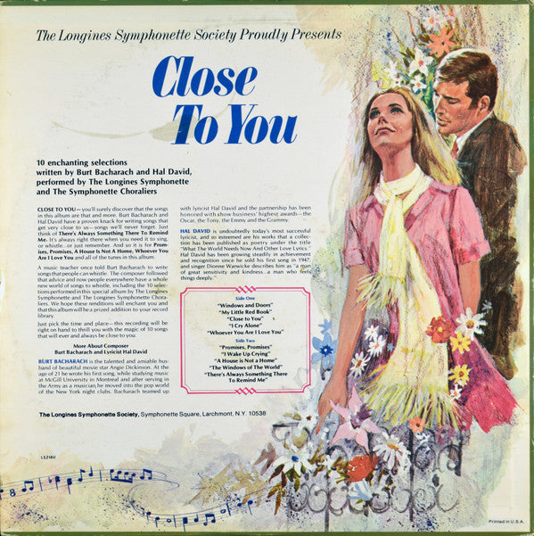 The Longines Symphonette, The Symphonette Choraliers* : Close To You (And Nine Other Hits By Bacharach And David) (LP, Album)