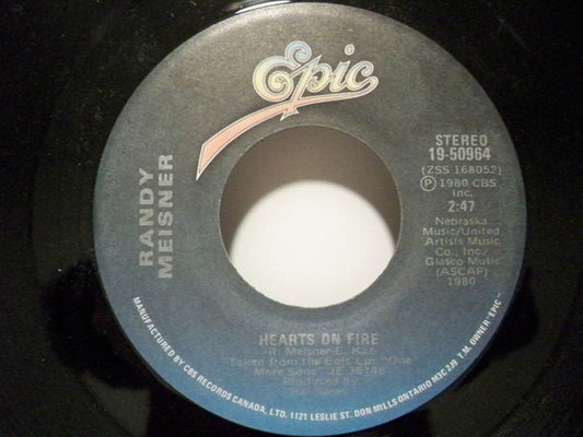 Randy Meisner : Hearts On Fire / Anyway Bye Bye (7", Single)