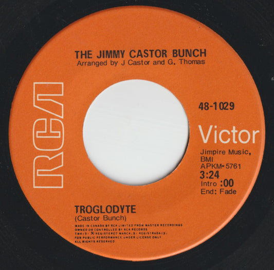 The Jimmy Castor Bunch : Troglodyte  (7", Single)