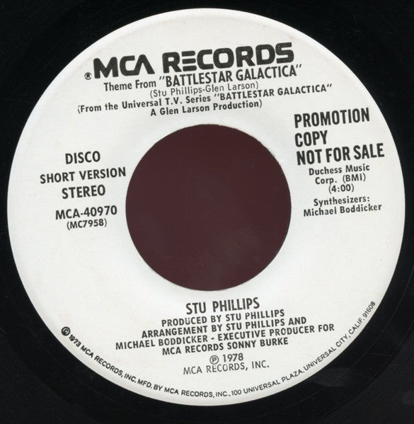 Stu Phillips : Theme From "Battlestar Galactica" (7", Promo)