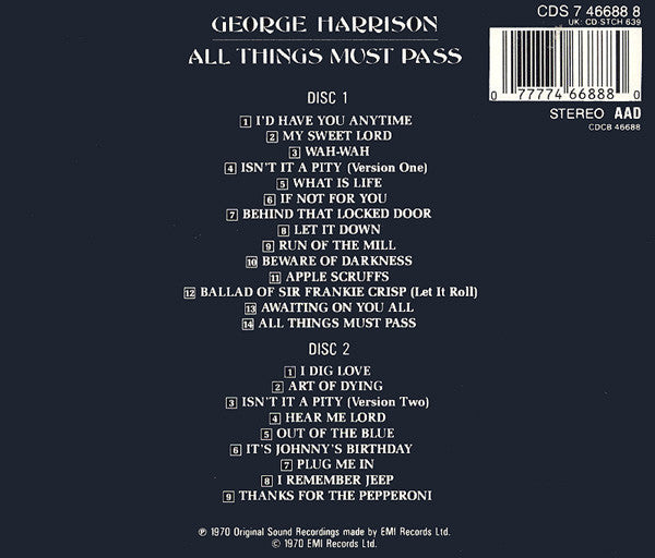 George Harrison : All Things Must Pass (2xCD, Album, RE)