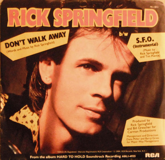 Rick Springfield : Don't Walk Away (7", Single)