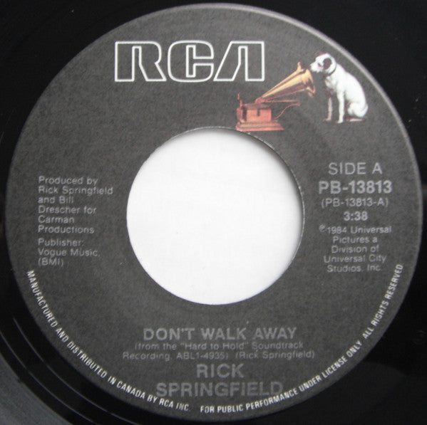 Rick Springfield : Don't Walk Away (7", Single)