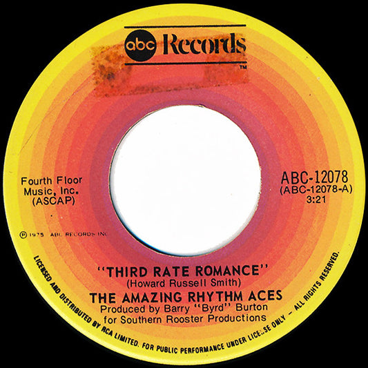 The Amazing Rhythm Aces : Third Rate Romance (7")