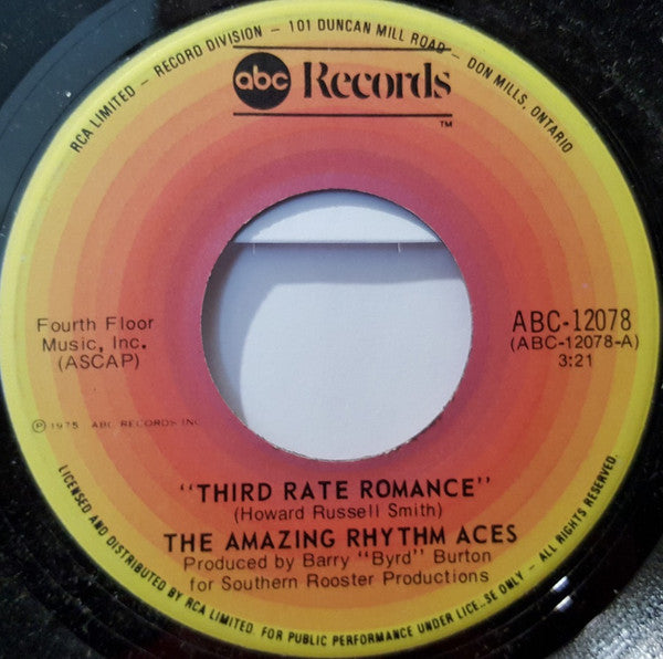 The Amazing Rhythm Aces : Third Rate Romance (7")