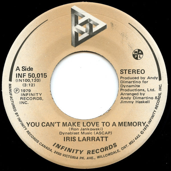 Iris Larratt : You Can't Make Love To A Memory / Country Love Song (7")
