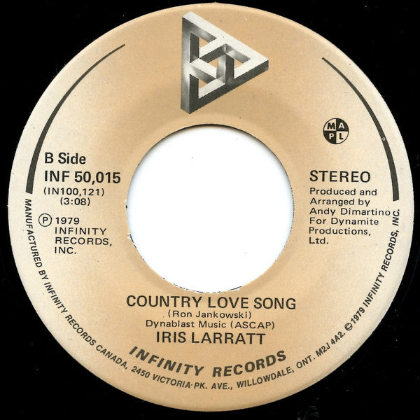 Iris Larratt : You Can't Make Love To A Memory / Country Love Song (7")