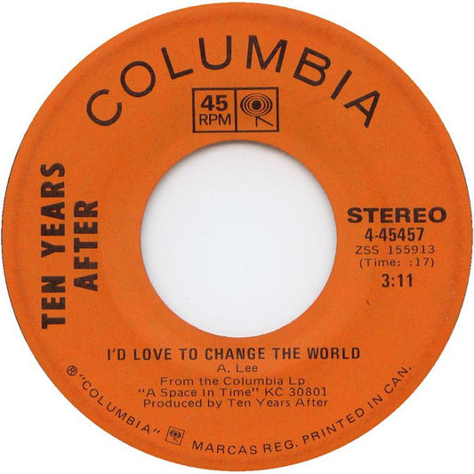 Ten Years After : I'd Love To Change The World / Let The Sky Fall (7", Single)
