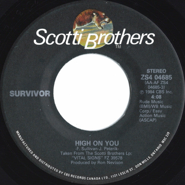 Survivor : High On You (7", Single)