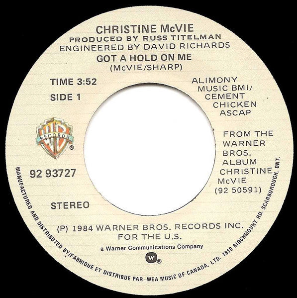 Christine McVie : Got A Hold On Me (7")