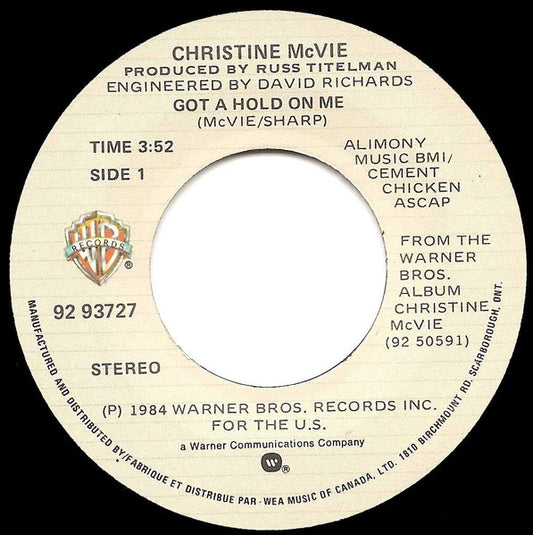 Christine McVie : Got A Hold On Me (7")