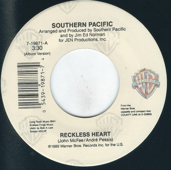 Southern Pacific : Reckless Heart (7", Single)