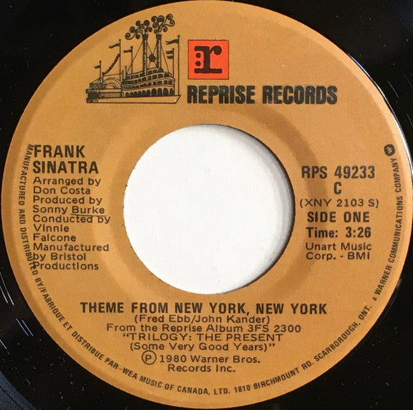 Frank Sinatra : Theme From New York, New York (7", Single, Don)