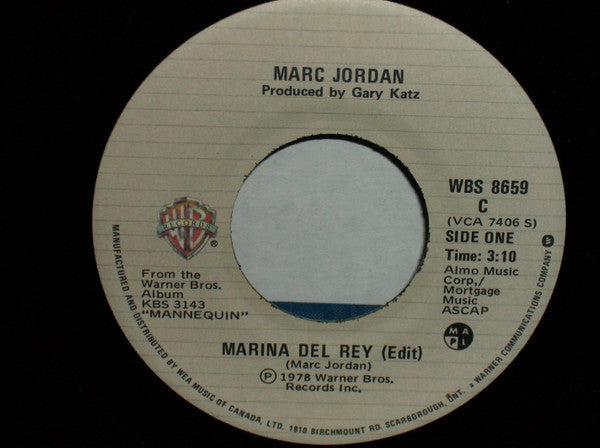 Marc Jordan : Marina Del Rey (7", Single)