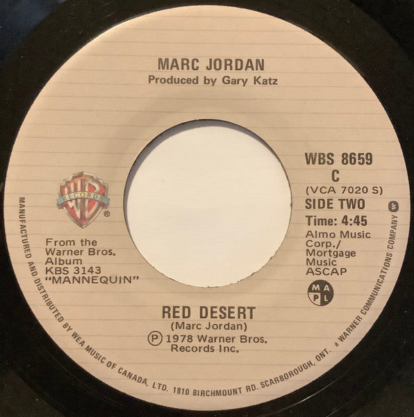 Marc Jordan : Marina Del Rey (7", Single)