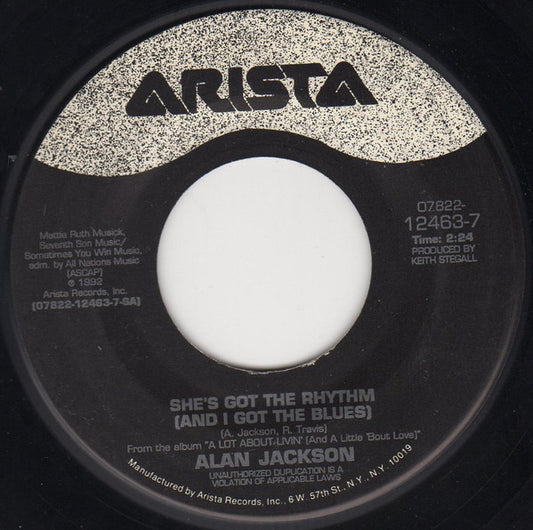 Alan Jackson (2) : She's Got The Rhythm (And I've Got The Blues) (7", Single)