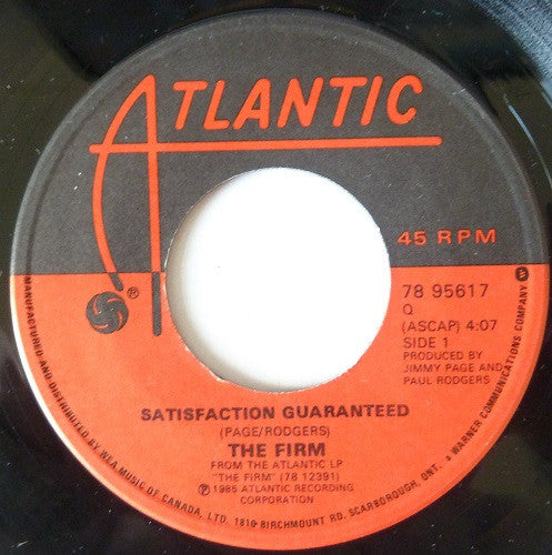 The Firm (7) : Satisfaction Guaranteed (7", Single)