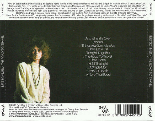 Bert Sommer : The Road To Travel (CD, Album, RE)